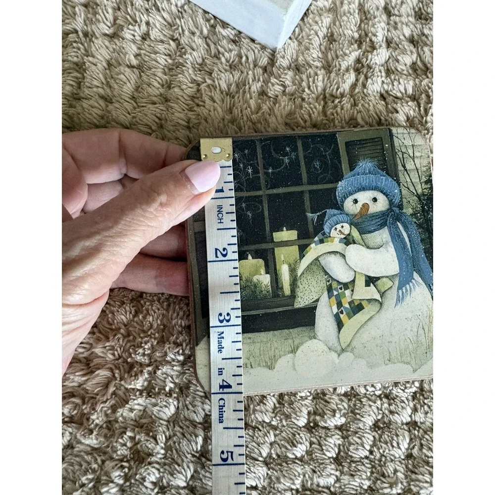 Set of 6 Pimpernel Winter Christmas Snowman Coasters in Box Grandmacore MCM